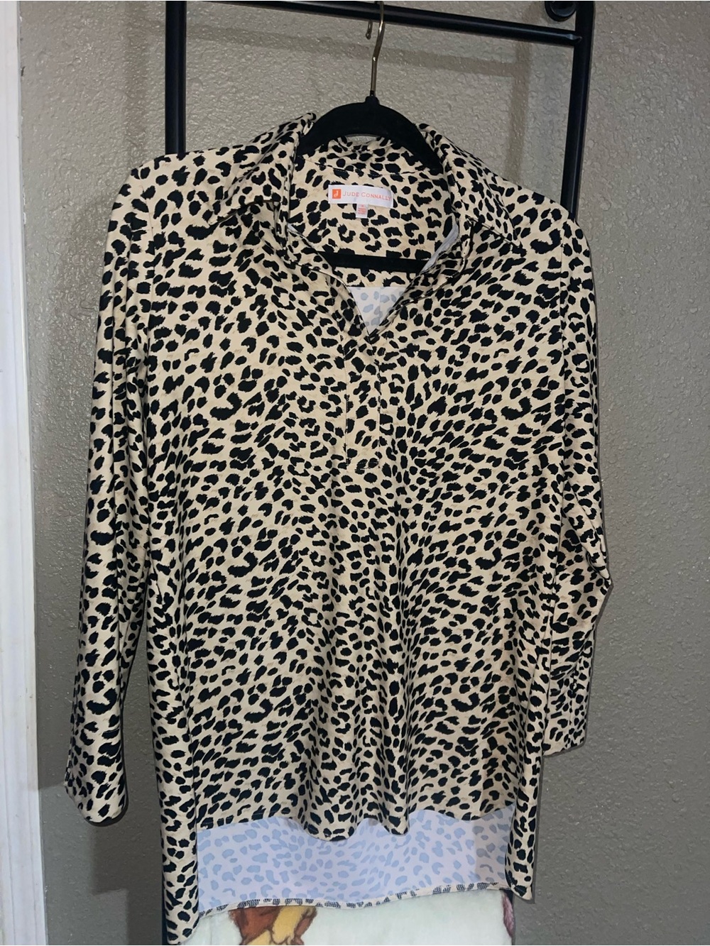 Jude Connally Beige and Black Leopard Print Shirt